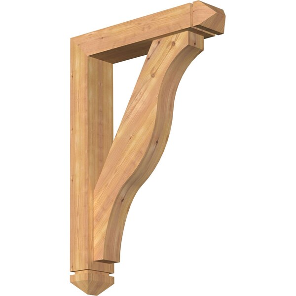 Ekena Millwork Funston Arts and Crafts Smooth Bracket w/ Offset Brace, Western Red Cedar, 5 1/2"W x 26"D x 38"H BKT0604X26X38FST03SWR - main